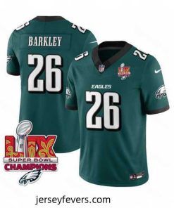 Philadelphia Eagles 26 Saquon Barkley Green 2025 Eagles Logo Super Bowl LIX Patch New F.U.S.E  Vapor Untouchable Limited Stitched Football Jersey