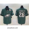 Philadelphia Eagles 26 Saquon Barkley Green 2025 Super Bowl LIX Patch Team Big Logo Vapor Untouchable Limited Stitched Football Jersey