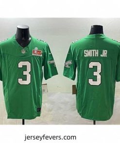Philadelphia Eagles 3 Nolan Smith Jr  Green 2025 Super Bowl LIX Patch F.U.S.E  Throwback Vapor Untouchable Limited Stitched Football Jersey