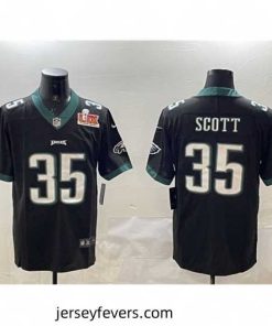 Philadelphia Eagles 35 Boston Scott Black 2025 Super Bowl LIX Patch Vapor Untouchable Limited Stitched Football Jersey