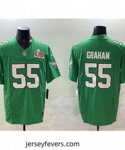 Philadelphia Eagles 55 Brandon Graham Green 2025 Super Bowl LIX Patch F.U.S.E  Throwback Vapor Untouchable Limited Stitched Football Jersey