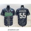 Philadelphia Eagles 55 Brandon Graham Grey Camo With Super Bowl LVII Patch Cool Base Stitched Baseball Jersey