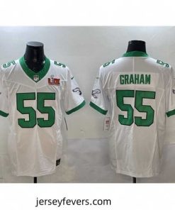 Philadelphia Eagles 55 Brandon Graham White 2025 Super Bowl LIX Patch F.U.S.E  Vapor Untouchable Limited Stitched Football Jersey