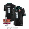 Philadelphia Eagles 6 DeVonta Smith Black 2025 Eagles Logo Super Bowl LIX Patch New F.U.S.E  Vapor Limited Stitched Football Jersey