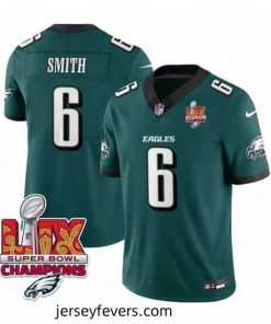 Philadelphia Eagles 6 DeVonta Smith Green 2025 Eagles Logo Super Bowl LIX Patch New F.U.S.E  Vapor Limited Stitched Football Jersey