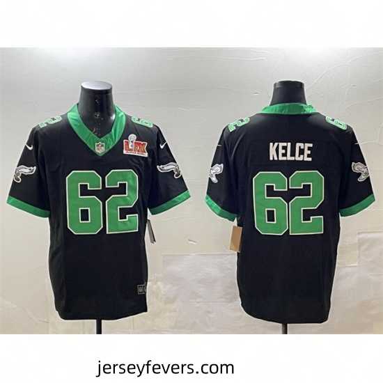 Philadelphia Eagles 62 Jason Kelce Black 2025 Super Bowl LIX Patch F.U.S.E Vapor Untouchable Limited Stitched Football Jersey