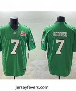 Philadelphia Eagles 7 Haason Reddick Green 2025 Super Bowl LIX Patch F.U.S.E  Throwback Vapor Untouchable Limited Stitched Football Jersey
