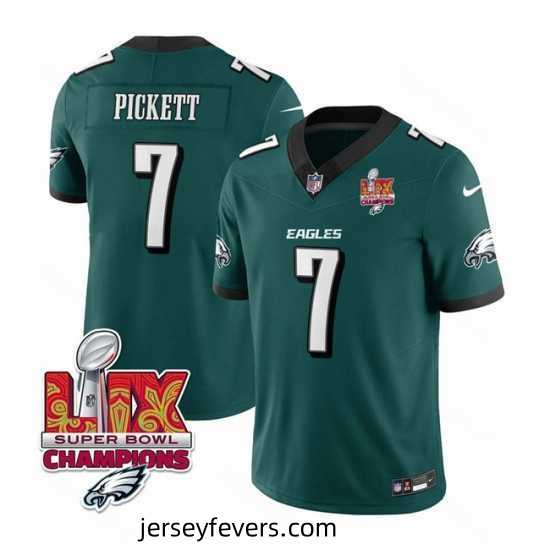 Philadelphia Eagles 7 Kenny Pickett Green 2025 Eagles Logo Super Bowl LIX Patch New F.U.S.E Vapor Limited Stitched Football Jersey