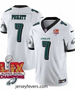 Philadelphia Eagles 7 Kenny Pickett White 2025 Eagles Logo Super Bowl LIX Patch New F.U.S.E  Vapor Limited Stitched Football Jersey