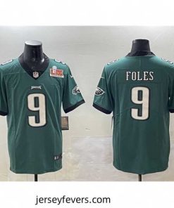Philadelphia Eagles 9 Nick Foles Green 2025 Super Bowl LIX Patch Vapor Untouchable Limited Stitched Football Jersey