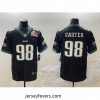 Philadelphia Eagles 98 Jalen Carter Black 2025 Super Bowl LIX Patch Vapor Untouchable Limited Stitched Football Jersey