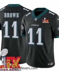 Philadelphia Eagles A.J. Brown #11 Black 2024 2025 Super Bowl LIX F.U.S.E Stitched NFL Jersey