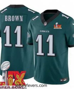 Philadelphia Eagles A.J. Brown #11 Green 2024 2025 Super Bowl LIX F.U.S.E Stitched NFL Jersey