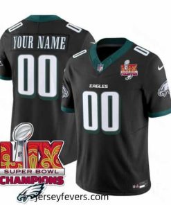 Philadelphia Eagles Active Player Custom Black 2025 Eagles Logo Super Bowl LIX Patch New F.U.S.E  Vapor Limited Stitched Football Jersey
