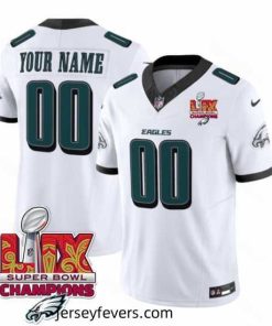 Philadelphia Eagles Active Player Custom White 2025 Eagles Logo Super Bowl LIX Patch New F.U.S.E  Vapor Limited Stitched Football Jersey