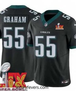 Philadelphia Eagles Brandon Graham #55 Black 2024 2025 Super Bowl LIX F.U.S.E Stitched NFL Jersey