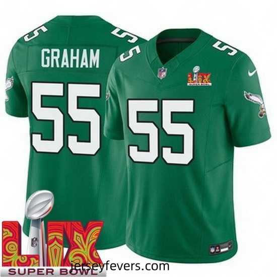 Philadelphia Eagles Brandon Graham #55 Kelly Green 2024 2025 Super Bowl LIX F.U.S.E Stitched NFL Jersey