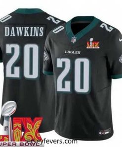 Philadelphia Eagles Brian Dawkins #20 Black 2024 2025 Super Bowl LIX F.U.S.E Stitched NFL Jersey