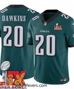 Philadelphia Eagles Brian Dawkins #20 Green 2024 2025 Super Bowl LIX F.U.S.E Stitched NFL Jersey