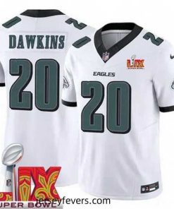 Philadelphia Eagles Brian Dawkins #20 White 2024 2025 Super Bowl LIX F.U.S.E Stitched NFL Jersey