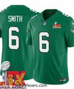 Philadelphia Eagles DeVonta Smith #6 Kelly Green 2024 2025 Super Bowl LIX F.U.S.E Stitched NFL Jersey