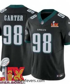 Philadelphia Eagles Jalen Carter #98 Black 2024 2025 Super Bowl LIX F.U.S.E Stitched NFL Jersey