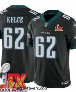 Philadelphia Eagles Jason Kelce #62 Black 2024 2025 Super Bowl LIX F.U.S.E Stitched NFL Jersey