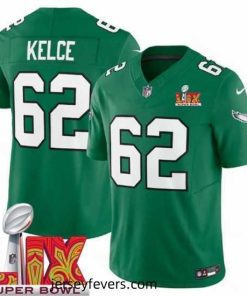 Philadelphia Eagles Jason Kelce #62 Kelly Green 2024 2025 Super Bowl LIX F.U.S.E Stitched NFL Jersey