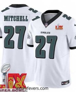 Philadelphia Eagles Quinyon Mitchell #27 White 2024 2025 Super Bowl LIX F.U.S.E Stitched NFL Jersey