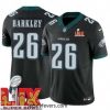 Philadelphia Eagles Saquon Barkley #26 Black 2024 2025 Super Bowl LIX F.U.S.E Stitched NFL Jersey