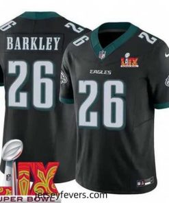 Philadelphia Eagles Saquon Barkley #26 Black 2024 2025 Super Bowl LIX F.U.S.E Stitched NFL Jersey