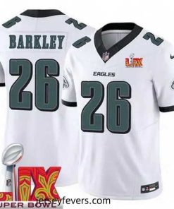 Philadelphia Eagles Saquon Barkley #26 White 2024 2025 Super Bowl LIX F.U.S.E Stitched NFL Jersey
