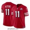 San Francisco 49ers 11 Brandon Aiyuk Red 2023 F.U.S.E  Vapor Limited Throwback Stitched Football 2024 Super Bowl LVIII Jersey