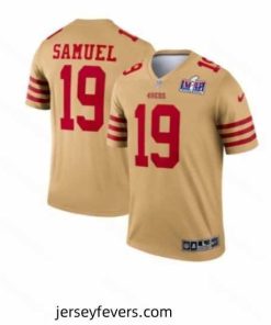 San Francisco 49ers 19 Deebo Samuel Gold Inverted Legend 2024 Super Bowl LVIII Stitched Football Jersey
