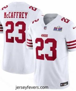 San Francisco 49ers 23 Christian McCaffrey White 2023 F.U.S.E  Vapor Untouchable Limited Stitched Football 2024 Super Bowl LVIII Jersey