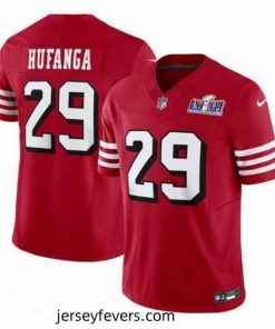 San Francisco 49ers 29 Talanoa Hufanga New Red 2023 F.U.S.E  Stitched Football 2024 Super Bowl LVIII Jersey