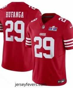 San Francisco 49ers 29 Talanoa Hufanga Red 2023 F.U.S.E  With John Madden Patch Vapor Limited Stitched Football 2024 Super Bowl LVIII Jersey