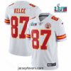 Toddler Kansas City Chiefs 87 Travis Kelce White Super Bowl LVII Patch Vapor Untouchable Limited Stitched Jersey