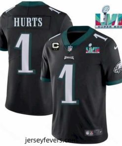 Toddler Philadelphia Eagles 1 Jalen Hurts Black Super Bowl LVII Patch And 2 Star C Patch Vapor Untouchable Limited Stitched Jersey