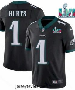 Toddler Philadelphia Eagles 1 Jalen Hurts Black Super Bowl LVII Patch Vapor Untouchable Limited Stitched Jersey