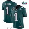 Toddler Philadelphia Eagles 1 Jalen Hurts Green Super Bowl LVII Patch And 2 Star C Patch Vapor Untouchable Limited Stitched Jersey