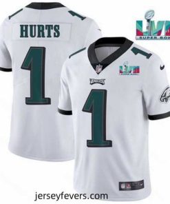 Toddler Philadelphia Eagles 1 Jalen Hurts White Super Bowl LVII Patch Vapor Untouchable Limited Stitched Jersey