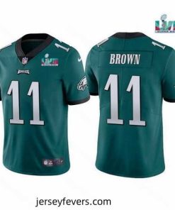 Toddler Philadelphia Eagles 11 A  J  Brown Green Super Bowl LVII Patch Vapor Untouchable Limited Stitched Jersey