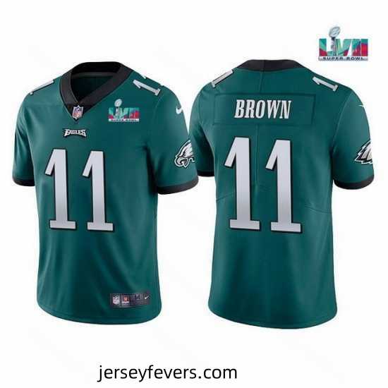 Toddler Philadelphia Eagles 11 A J Brown Green Super Bowl LVII Patch Vapor Untouchable Limited Stitched Jersey