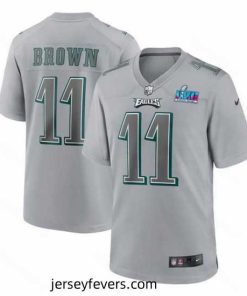 Toddler Philadelphia Eagles 11 A J  Brown Grey Super Bowl LVII Patch Atmosphere Fashion Stitched Game Jersey