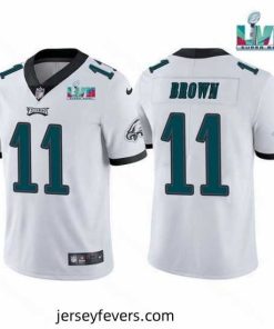 Toddler Philadelphia Eagles 11 A J  Brown White Super Bowl LVII Patch Vapor Untouchable Limited Stitched Jersey