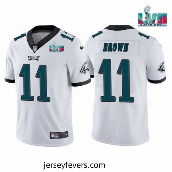 Toddler Philadelphia Eagles 11 A J Brown White Super Bowl LVII Patch Vapor Untouchable Limited Stitched Jersey