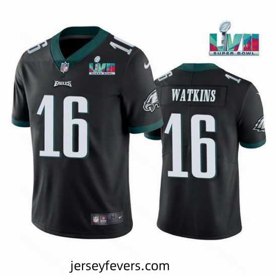 Toddler Philadelphia Eagles 16 Quez Watkins Black Super Bowl LVII Vapor Untouchable Limited Stitched Jersey