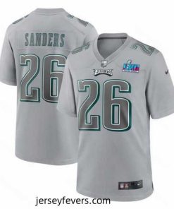 Toddler Philadelphia Eagles 26 Miles Sanders Grey Super Bowl LVII Patch Atmosphere Fashion Stitched Game Jersey