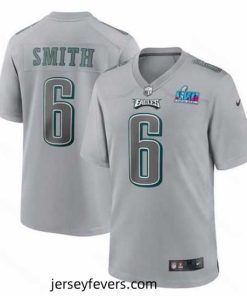 Toddler Philadelphia Eagles 6 DeVonta Smith Grey Super Bowl LVII Patch Atmosphere Fashion Stitched Game Jersey